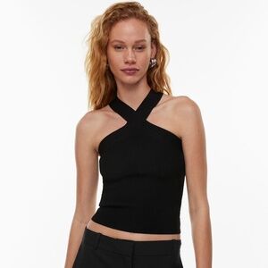 Aritzia Babaton Sculpt Knit Criss Cross Cropped Tank S $68 New without tags